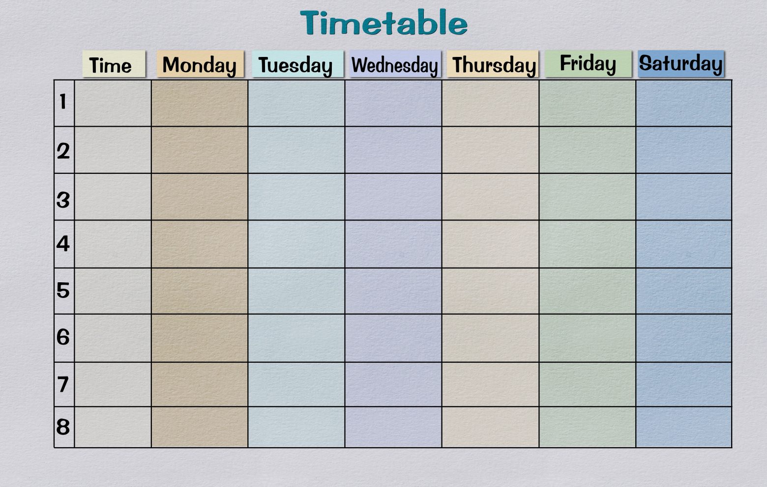 Picture Of Time Table Chart